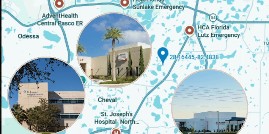 Nearby hospitals